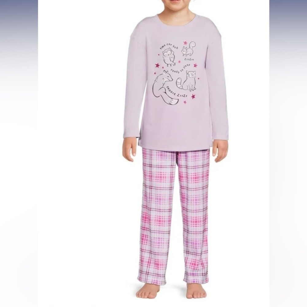Wonder Nation Girls Long Sleeve 2-Piece Pajama Sleep Set - Picture 2 of 5